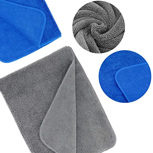 ProHomTex Microfiber Cleaning Towels, Set of 24, for House, Office & Auto, Dark Grey & Dark Blue (16" x 16")