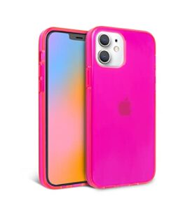 felony case - iphone 11 neon pink clear protective case, tpu and polycarbonate shock-absorbing bright cover - crack proof with a gloss finish - full iphone protection