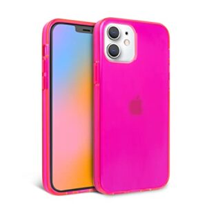 FELONY CASE - iPhone 11 Neon Pink Clear Protective Case, TPU and Polycarbonate Shock-Absorbing Bright Cover - Crack Proof with a Gloss Finish - Full iPhone Protection