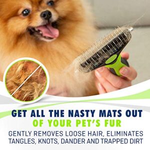 Rexipets Pet Dematting Grooming Set- 2 Sided Undercoat Rake + Grooming Comb For Dogs And Pets- Safe And Easy Mats & Tangles Removing