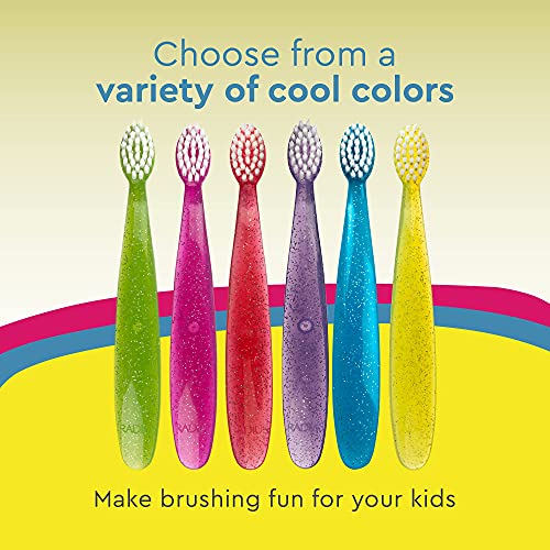 RADIUS Totz Toothbrush Extra Soft Brush BPA Free & ADA Accepted Designed for Delicate Teeth & Gums for Children 18 Months & Up - Green Coral Yellow - Pack of 3