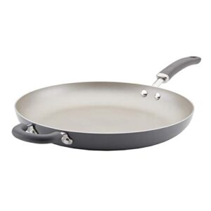 rachael ray create delicious nonstick fry pan/skillet with helper handle, 14.5 inch, gray shimmer