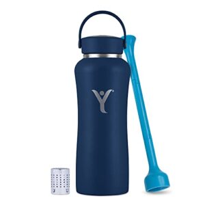 dyln 32 oz alkaline water bottle | creates premium water up to 9+ ph | keeps cold for 24 hours | vacuum insulated 316 stainless steel | wide mouth cap | galaxy blue, 32 oz (950 ml)