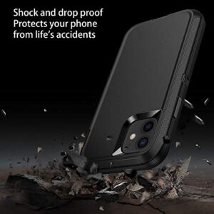 Regsun for iPhone 11 Case,Shockproof 3-Layer Full Body Protection [Without Screen Protector] Rugged Heavy Duty High Impact Hard Cover Case for iPhone 11 6.1-inch,Black