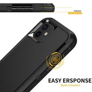 Regsun for iPhone 11 Case,Shockproof 3-Layer Full Body Protection [Without Screen Protector] Rugged Heavy Duty High Impact Hard Cover Case for iPhone 11 6.1-inch,Black
