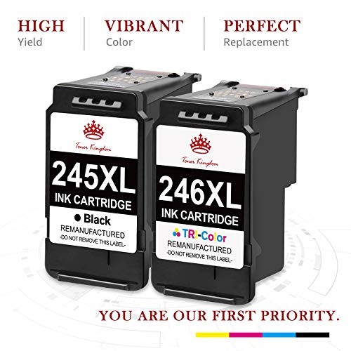 Toner Kingdom 245XL 246XL Ink Cartridge Black Color Combo Compatible Replacement for Canon PG-245XL CL-246XL 243XL 244XL for PIXMA MX492 MX490 MG2522 MG2922 MG2520 MG2920 MG2420 TR4520 TS3122 Printer