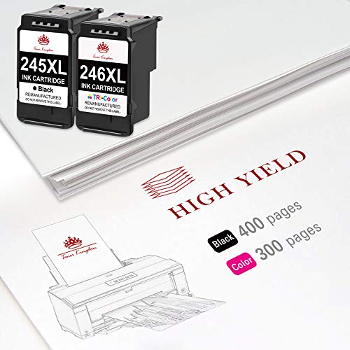 Toner Kingdom 245XL 246XL Ink Cartridge Black Color Combo Compatible Replacement for Canon PG-245XL CL-246XL 243XL 244XL for PIXMA MX492 MX490 MG2522 MG2922 MG2520 MG2920 MG2420 TR4520 TS3122 Printer