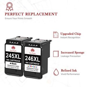 Toner Kingdom 245XL 246XL Ink Cartridge Black Color Combo Compatible Replacement for Canon PG-245XL CL-246XL 243XL 244XL for PIXMA MX492 MX490 MG2522 MG2922 MG2520 MG2920 MG2420 TR4520 TS3122 Printer