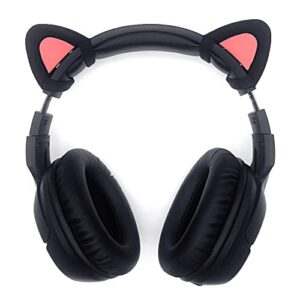 Cute Cat Ears Fits for HypreX Cloud/Cloud Stinger/Cloud Flight Headsets, Universal Fit Lovely Kitty Adjustable Attachment Straps for Video Live Gaming Headphone,Black& Pink
