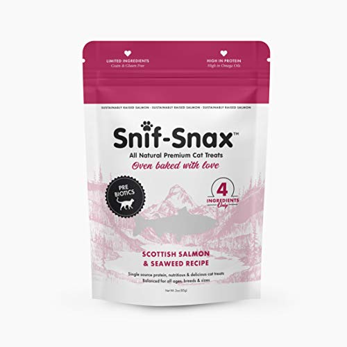 Snif-Snax All Natural Premium Cat Treats Scottish Salmon Sweet Potato and Seaweed Recipe, 3 oz.