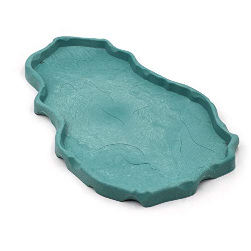 MINYULUA Reptile Food Dish Terrarium Water Bowl Large Food Feeding Bowl for Turtle Tortoise Snake Lizard Gecko Ball Python Reptile Amphibian, Blue