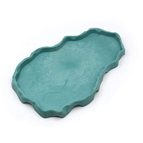 MINYULUA Reptile Food Dish Terrarium Water Bowl Large Food Feeding Bowl for Turtle Tortoise Snake Lizard Gecko Ball Python Reptile Amphibian, Blue