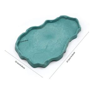 MINYULUA Reptile Food Dish Terrarium Water Bowl Large Food Feeding Bowl for Turtle Tortoise Snake Lizard Gecko Ball Python Reptile Amphibian, Blue