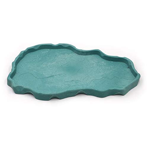 MINYULUA Reptile Food Dish Terrarium Water Bowl Large Food Feeding Bowl for Turtle Tortoise Snake Lizard Gecko Ball Python Reptile Amphibian, Blue