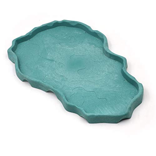 MINYULUA Reptile Food Dish Terrarium Water Bowl Large Food Feeding Bowl for Turtle Tortoise Snake Lizard Gecko Ball Python Reptile Amphibian, Blue