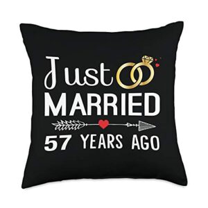 couple 57 years anniversary gifts just married 57 years ago couple 57th wedding anniversary throw pillow, 18x18, multicolor