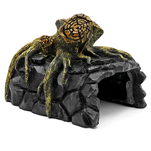 MINYULUA Reptile Terrarium Hideout Rock Hide Cave Turtle Reptile Basking Hide Habitat Hideout for Bearded Dragon Tortoise Lizards Spiders Fish Amphibians Aquarium