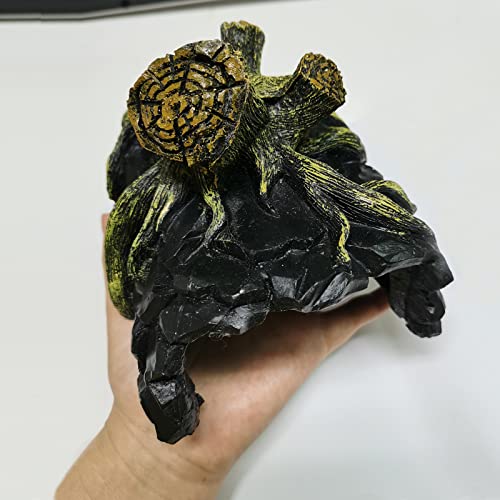 MINYULUA Reptile Terrarium Hideout Rock Hide Cave Turtle Reptile Basking Hide Habitat Hideout for Bearded Dragon Tortoise Lizards Spiders Fish Amphibians Aquarium