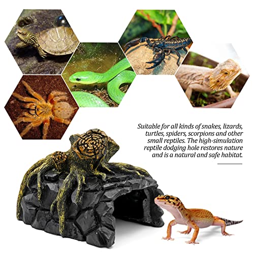 MINYULUA Reptile Terrarium Hideout Rock Hide Cave Turtle Reptile Basking Hide Habitat Hideout for Bearded Dragon Tortoise Lizards Spiders Fish Amphibians Aquarium