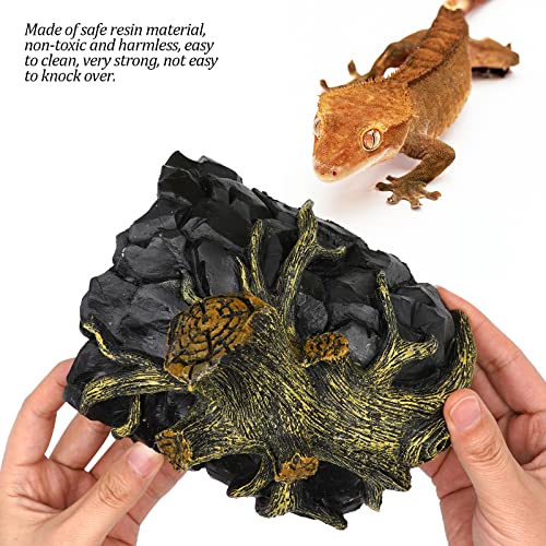 MINYULUA Reptile Terrarium Hideout Rock Hide Cave Turtle Reptile Basking Hide Habitat Hideout for Bearded Dragon Tortoise Lizards Spiders Fish Amphibians Aquarium