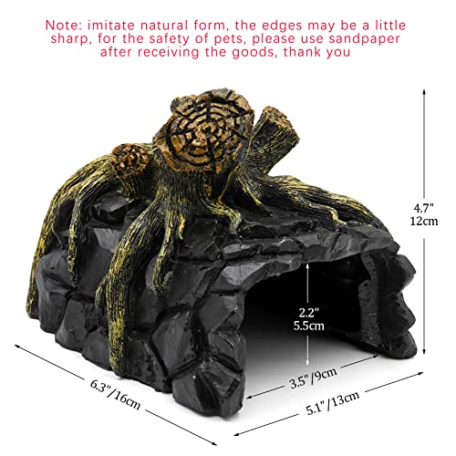 MINYULUA Reptile Terrarium Hideout Rock Hide Cave Turtle Reptile Basking Hide Habitat Hideout for Bearded Dragon Tortoise Lizards Spiders Fish Amphibians Aquarium