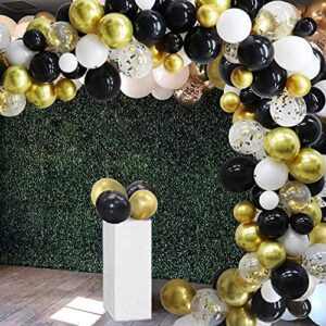 123 Pack Gold Black Balloon Arch Garland Kit, White Gold Black Confetti Balloons for Graduation Party Wedding Birthday Baby Shower Decorations