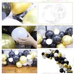 123 Pack Gold Black Balloon Arch Garland Kit, White Gold Black Confetti Balloons for Graduation Party Wedding Birthday Baby Shower Decorations