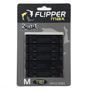 fl!pper flipper max magnetic aquarium fish tank cleaner abs replacement blades - straight edge 5-pack - acrylic tanks