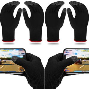 4 pairs game gloves for gaming mobile game controllers finger gloves set, anti-sweat breathable touch finger gloves silver fiber material for phone games pubg
