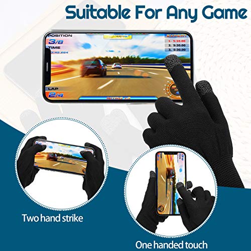 4 Pairs Game Gloves for Gaming Mobile Game Controllers Finger Gloves Set, Anti-Sweat Breathable Touch Finger Gloves Silver Fiber Material for Phone Games PUBG