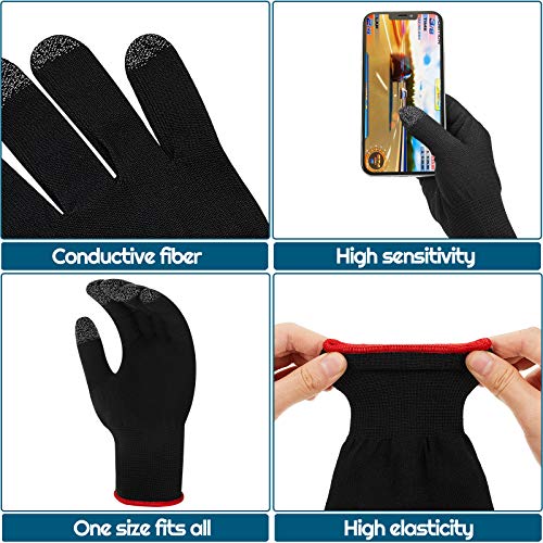 4 Pairs Game Gloves for Gaming Mobile Game Controllers Finger Gloves Set, Anti-Sweat Breathable Touch Finger Gloves Silver Fiber Material for Phone Games PUBG