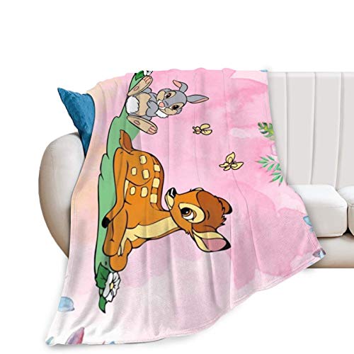 Ba-m-bi Cartoon Flannel Fleece Throw Blanket, Cozy Plush Soft Bedspreads for Adults, Blankets Warm 40x50Inch for Bed, Sofa, Living Room, Study Room