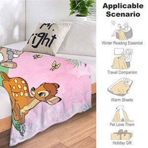 Ba-m-bi Cartoon Flannel Fleece Throw Blanket, Cozy Plush Soft Bedspreads for Adults, Blankets Warm 40x50Inch for Bed, Sofa, Living Room, Study Room