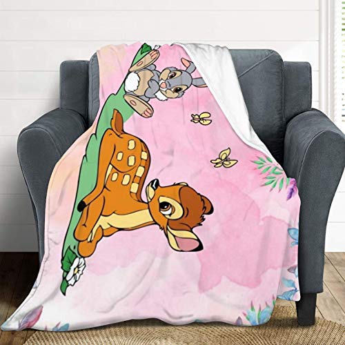 Ba-m-bi Cartoon Flannel Fleece Throw Blanket, Cozy Plush Soft Bedspreads for Adults, Blankets Warm 40x50Inch for Bed, Sofa, Living Room, Study Room