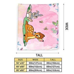 Ba-m-bi Cartoon Flannel Fleece Throw Blanket, Cozy Plush Soft Bedspreads for Adults, Blankets Warm 40x50Inch for Bed, Sofa, Living Room, Study Room