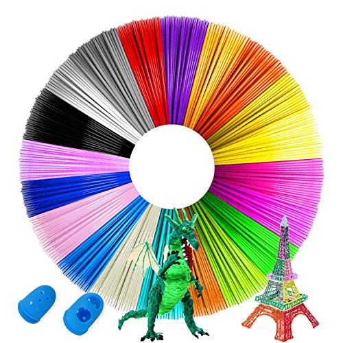 3D Pen Filament PLA,1.75mm PLA Filament Pack of 20 Colors,Each Color 16.4 Feet Total 328 Feet,No Smells Filament for Most High Temperature 3D Pen and 3D Printer