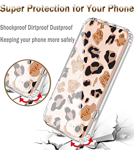 YiYiYaYa for iPhone SE 2022 Case, iPhone SE 2020 Case with Built in Screen Protector, Clear Floral Pattern for Girls Women, Full Body Shockproof Case for iPhone 6/6S/7/8/SE 2020/2022 Golden Leopard
