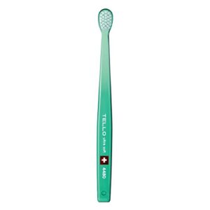 tello 4480 adult or child ultra soft swiss toothbrush with smaller head for gentle cleaning with ergonomic handle, 1 count