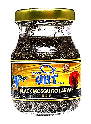 A.D.P. UTH Fish Food Black Mosquito Larvae 75 g. Tropical Fish Food Grow Faster & Color Enhancer Slow Sinking Like Pellets High Protein 74% for All Tropical Fish Feed & Small Fish Breeding Fish Care