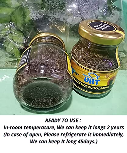 A.D.P. UTH Fish Food Black Mosquito Larvae 75 g. Tropical Fish Food Grow Faster & Color Enhancer Slow Sinking Like Pellets High Protein 74% for All Tropical Fish Feed & Small Fish Breeding Fish Care