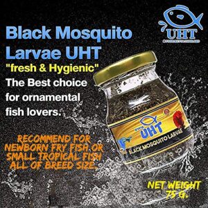 A.D.P. UTH Fish Food Black Mosquito Larvae 75 g. Tropical Fish Food Grow Faster & Color Enhancer Slow Sinking Like Pellets High Protein 74% for All Tropical Fish Feed & Small Fish Breeding Fish Care