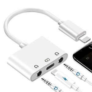 8ware lightning to 3.5mm headphone adapter for iphone dual earphone jack and charging adapter headphone splitter for iphone 14/13/12/11/xs max/xr/8/7 supports ios up to latest 16