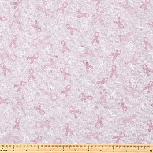 Fabric by The Yard [ 58" inches x 1 Yard ] Decorative Fabric for Sewing Quilting Apparel Crafts Home Decor Accents (Breast Cancer Awareness Pink Ribbon Pattern)