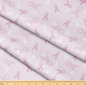 fabric by the yard [ 58" inches x 1 yard ] decorative fabric for sewing quilting apparel crafts home decor accents (breast cancer awareness pink ribbon pattern)