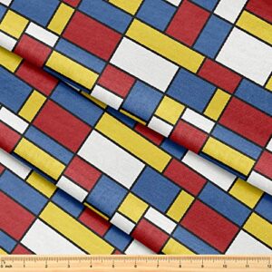 fabric by the yard [ 58" inches x 1 yard ] decorative fabric for sewing quilting apparel crafts home decor accents (modern mondrian art style pattern)