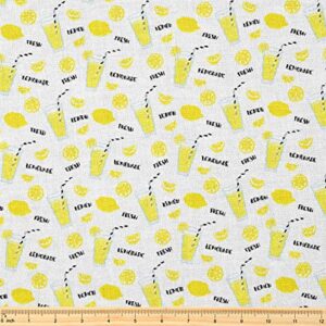 KoolSwitch Fabric by The Yard [ 58 inches x 1 Yard ] Decorative Fabric for Sewing Quilting Apparel Crafts Home Decor Accents (Lemonade Yellow Lemons Pattern), Length = 1 Yard