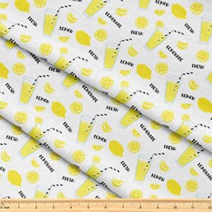 koolswitch fabric by the yard [ 58 inches x 1 yard ] decorative fabric for sewing quilting apparel crafts home decor accents (lemonade yellow lemons pattern), length = 1 yard