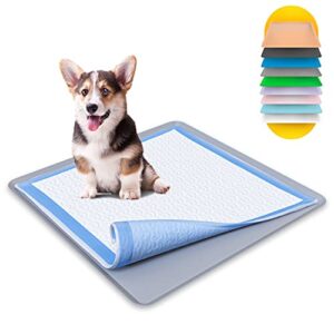 skywin dog puppy pad holder tray - silicone, 24 x 24 no spill pee pad holder for dogs - wee wee pad holder works with most training pads, easy to clean and store (dark grey)
