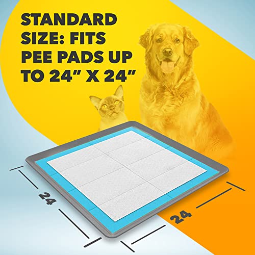 Skywin Dog Puppy Pad Holder Tray - Silicone, 24 x 24 No Spill Pee Pad Holder for Dogs - Wee Wee Pad Holder Works with Most Training Pads, Easy to Clean and Store (Dark Grey)