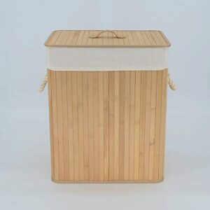 Trash Can Bamboo Woven Large Trash Can Foldable Storage Bin Indoor Recycling Bins for Bedroom, Living Room Round/Square Waste Basket (Color : Primary Color, Size : Square)